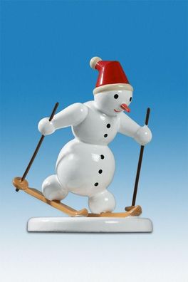 Holzfigur Schneemann Langläufer klassisch Höhe 6,5cm NEU Schneemänner Seiffen Erz