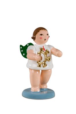 Holzfigur Engel mit Glockenkranz und Krone Höhe 6cm Engel mit Glockenkranz und Kr