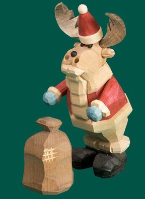 Räucherfigur Weihnachtsmann mit Geschenkesack geschnitzt Höhe 15cm NEU Rauchen