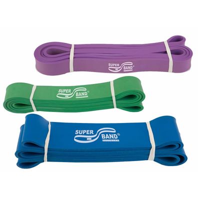 Dittmann Gymnastikband Superband - 3er Kombi - Lila, Grün, Blau