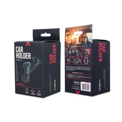 Maxlife MXCH01 Auto Handyhalterung Schwarz mit Saugnapf Haltebacken und 360 Grad
