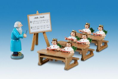 Holzfigur Petrus mit Engelschule mit Krone Höhe 6cm NEU Holzengel Gottesbote