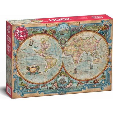 CHERRY PAZZI Puzzle Weltkarte der groß n Entdeckungen 2000 Teile