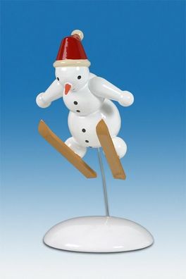 Holzfigur Schneemann Skispringer Höhe 6,5cm NEU Schneemänner Seiffen Erzgebirge F