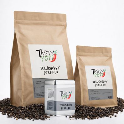 Tasty Pott Tellicherry Pfeffer , schwarz, ganz - im Beutel
