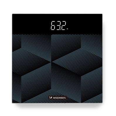 Wozinsky WAL-180 Personenwaage bis 180 kg LED Display Glas Schwarz