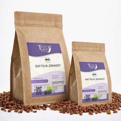 Tasty Pott Bio Datteln getrocknet & gehackt - 500g im Beutel