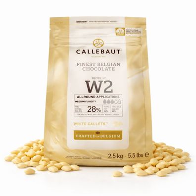 Callebaut W2 Kuvertüre Callets weiße Schokolade 28% Kakao