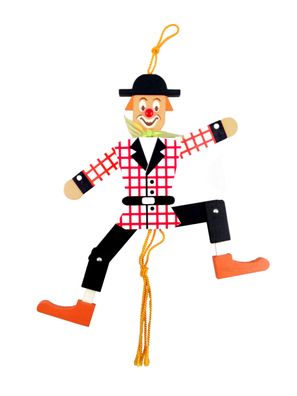Holzspielzeug Hampelmann Clown bunt Höhe=26,5cm NEU Spielfigur Hampelfigur Holzf