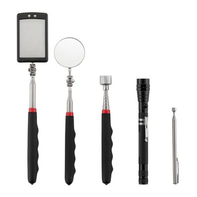 Wiltec Magnetheber Set 5-tlg mit LED Teleskop Magnetstab Inspektionsspiegel