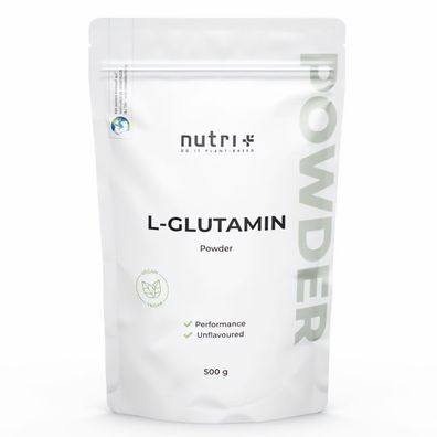 Nutri+ L-Glutamin Pulver Vegan - Neutral & hochdosiert ohne Zusatzstoffe - ab 50