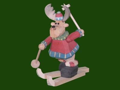 Räucherfigur Elch Langläufer geschnitzt 22 cm Elchbulle Waldhirsch Hirschelch