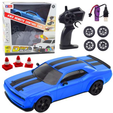 Lean Toys Sportwagen Drift Austauschbare Räder Fernsteuerung Rc 4Wd Blau Sport