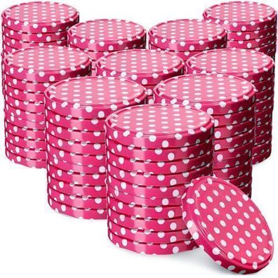 KADAX Schraubdeckel fi66 mm, für Einmachgläser, 100 Stück, Rosa gepunktet