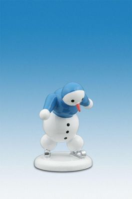 Holzfigur Schneemann Eisschnelläufer Höhe 6,5cm NEU Schneemänner Seiffen Erzgebir