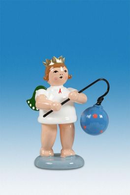 Holzfigur Engel mit Lampion Kugel ohne Krone Höhe 6cm NEU Holzengel Instrument Se
