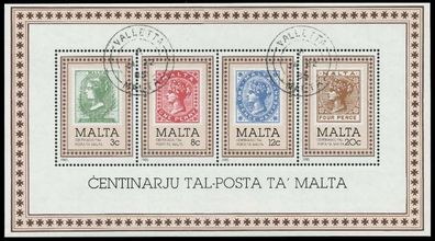 MALTA Block 8 zentrisch gestempelt S0174E2