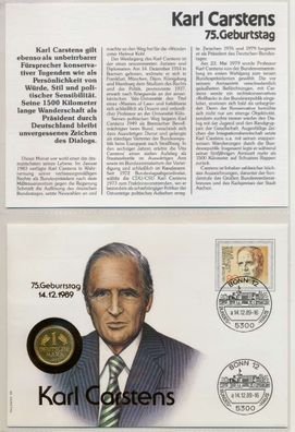 Numisbrief 1 MARK Vergoldet K. Carstens X9206FE