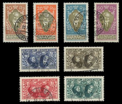 Liechtenstein 1928 Nr 82-89 gestempelt ATTEST X1D7D22