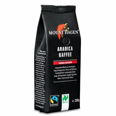 Mount Hagen Bio FT Naturland Röstkaffee Arabica, 250g Ganze Bohne - 250.0g