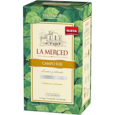 LA MERCED Mate mit Stängeln - CAMPO SUR Yerba Mate con Palo 500g - 500.0g