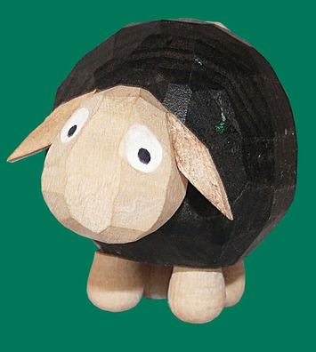 Holzfigur Schaf geschnitzt dunkel 3,5 cm Wollschaf Farbschaf Schäfchen Weidetier