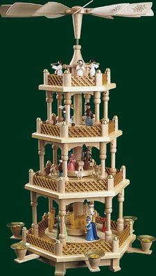 Tischpyramide Christi Geburt 3 stöckig bunt Höhe= 54cm NEU Holzpyramide Tischdeko