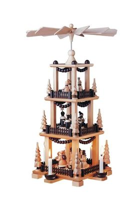 Pyramide mit Weihnachtsfiguren 2 stöckig natur Höhe=59cm NEU Weihnachtspyramide