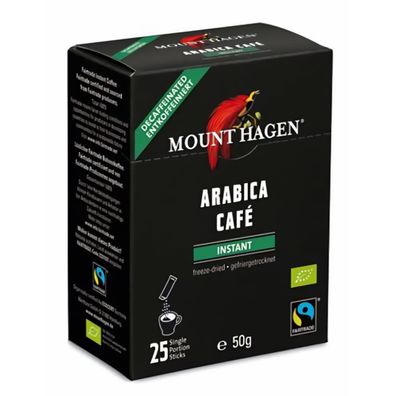 Mount Hagen bio & fair Arabica Kaffee, decaf Instant, 25x2g