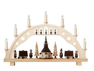 Schwibbogen Seiffener Kirche mit Kurrende und Beleuchtung Höhe=53cm NEU Schwibbo