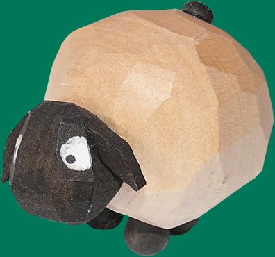 Holzfigur Schaf geschnitzt hell 3,5 cm Wollschaf Schäfchen Weidetier Herdenlamm