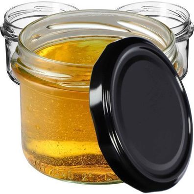 KADAX kleine Einmachgläser 235 ml, Gläser fi82 (Schwarz 10 Stück)