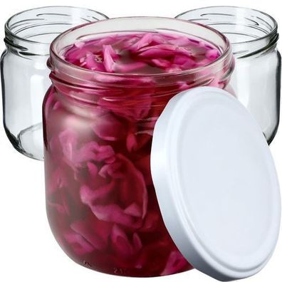 KADAX Marmeladengläser 425ml, Einmachgläser (Weiß / 48 Stück)