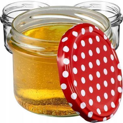 KADAX kleine Einmachgläser 235 ml, Gläser fi82 (Rot gepunktet 50 Stück)