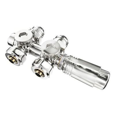 EMKE Heizkörper Thermotstat Hahnblock Ventil Mittelanschluss Durchgang&Eck Universal