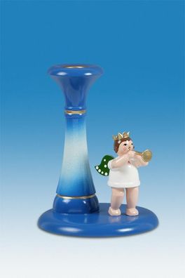 Kerzenhalter Engel mit Krone am Himmelstor blau Höhe 6cm NEU Kerze Kerzenlicht Te