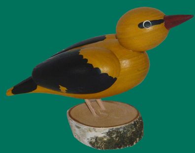 Ganzjahresdekoration Holzvogel Pirol Höhe 11cm NEU Figuren Schnitzen Holz Wald