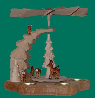 Wandpyramide natur Rehe geschnitzt 26 cm Rehgruppe Waldwildtier Forsttiere