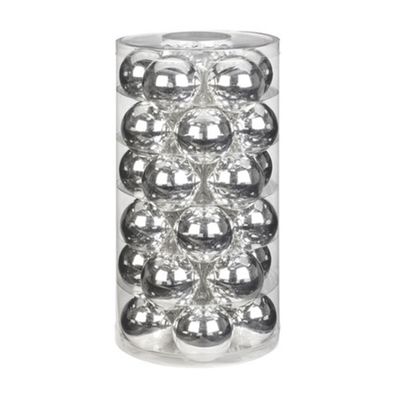 Weihnachtskugeln Glas 6cm Schiny Silver, 30 Stück