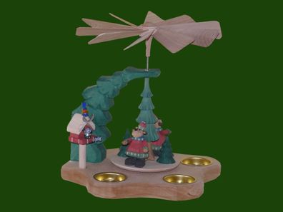 Wandpyramide Elche mit Vogelhäuschen geschnitzt Höhe 24cm NEU Holzpyramide