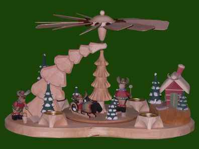 Tischpyramide Teelichter Elche geschnitzt groß 30 cm Forstelch Hirschelch
