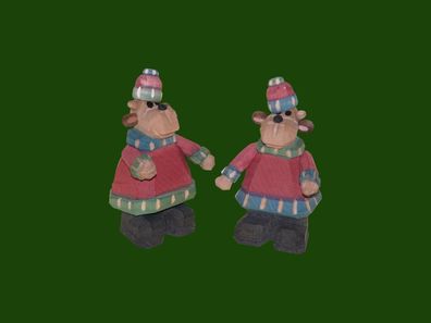 Holzfigur Elch Kiddies Kinder geschnitzt 9 cm Geweihtiere Forsttiere Nordtiere
