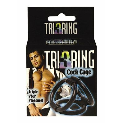 Tri Ring Cock Cage schwarz