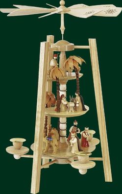 Tischpyramide Christi Geburt 3 stöckig natur Höhe= 42cm NEU Holzpyramide Tischdek