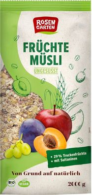 6x Rosengarten Früchte-Müsli ungesüßt 2000g