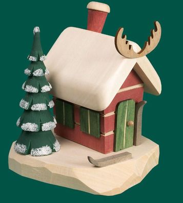 Holzfigur Elchräucherhaus geschnitzt Höhe 17cm NEU Figuren Schnitzen Holz Wald