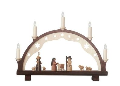 Schwibbogen Christi Geburt natur mit Beleuchtung Höhe=42cm NEU Lichterbogen Fens