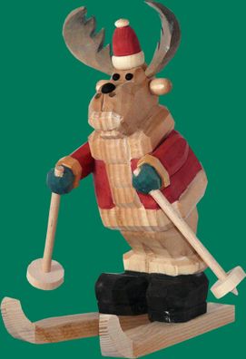 Räucherfigur Elch mit Geschenken geschnitzt Höhe 22cm NEU Rauchen Rauchfigur
