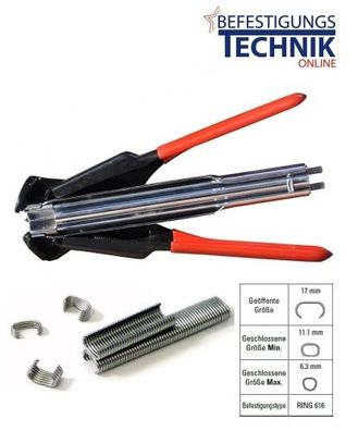 Hog Ring Zange Zaunzange + 100 Ringe für Bostitch P7 HR18 Regur DOZ20 OK20 616 KL-95