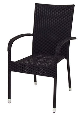Wicker Stapelstuhl schwarz Gartenstuhl Terrassenstuhl Gartensessel stapelbar